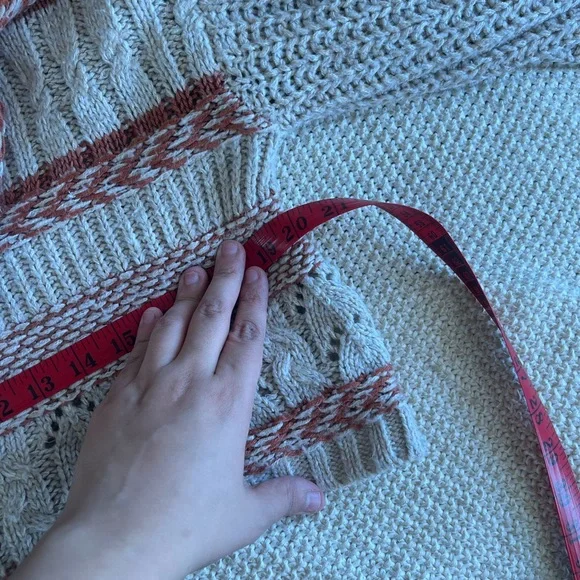 Freshman Beige and Rust Bohemian V-Neck Academy preppy cropped  Sweater S - Picture 8 of 8